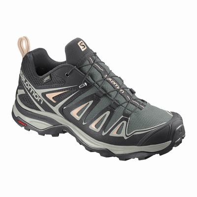 Női Salomon X ULTRA 3 GORE-TEX Túracipő SA6482197 Zöld/Szürke